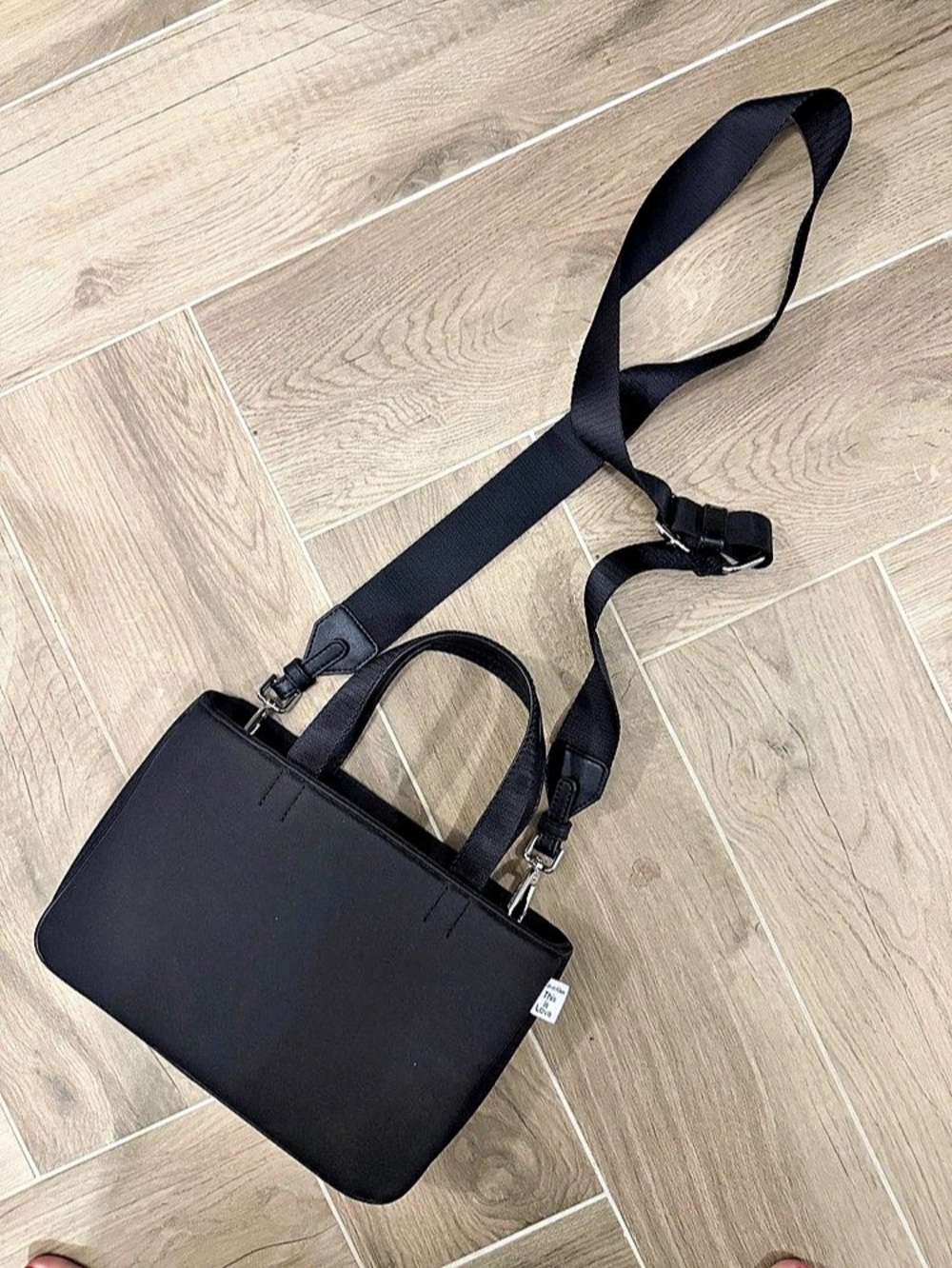 Calvin Klein Black Nylon Convertible Crossbody Tote Bag